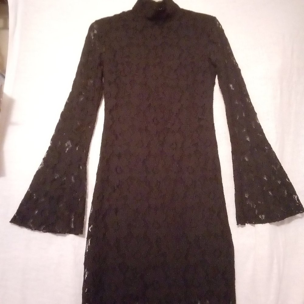 Black Lace Dress, sz S Long Sleeve International Concepts